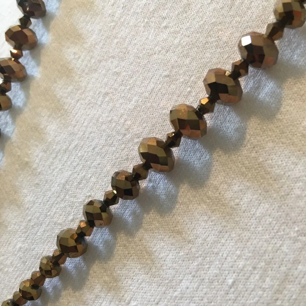 Handmade Tassel Necklace 33in Bronze Metallic Coated Glass Beads